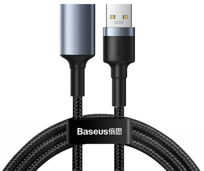 Zdjęcie produktu: Kabel przewód USB - Baseus Cafule wytrzymały nylonowy kabel przewód przedłużacz USB 3.0 (męski) / USB 3.0 (żeński) 2 A 1 m szary (CADKLF-B0G)