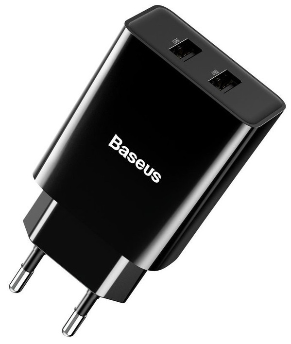 Zdjęcie produktu: Ładowarka sieciowa Baseus 2x USB 2.1A 10,5W czarny (CCFS-R01)