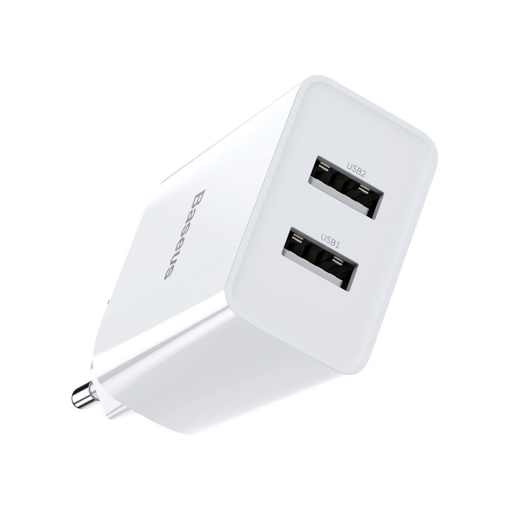 Ładowarka sieciowa Baseus 2x USB 2.1A 10,5W biały (CCFS-R02)
