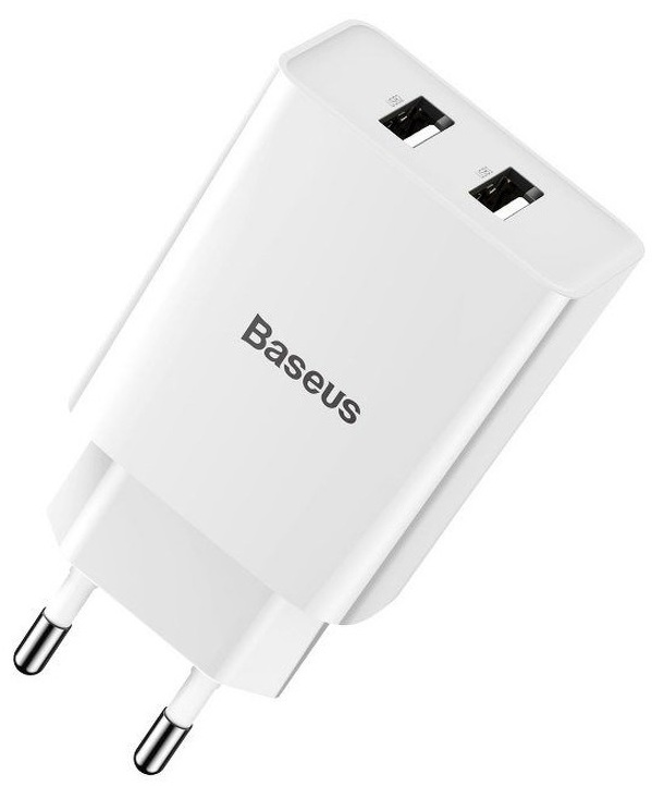 Zdjęcie produktu: Ładowarka sieciowa Baseus 2x USB 2.1A 10,5W biały (CCFS-R02)