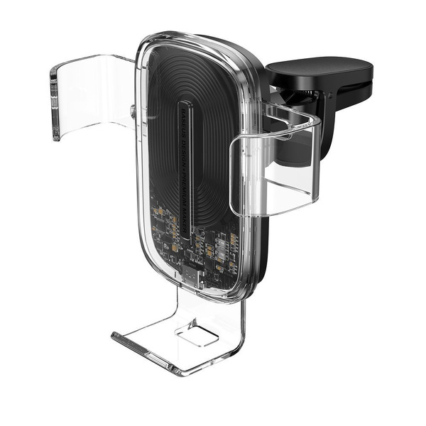 Zdjęcie produktu: Samochodowy uchwyt grawitacyjny do telefonu Baseus Explore z ładowarką indukcyjną Qi 15W - przeźroczysty (WXYL-K02)