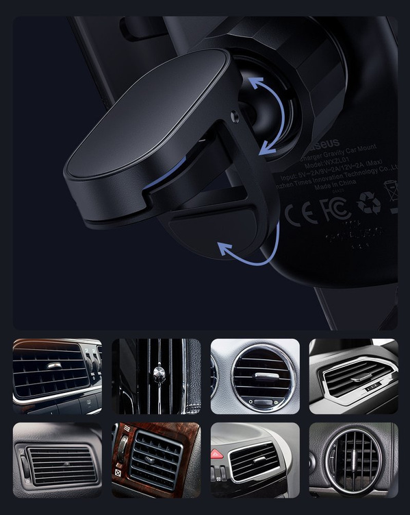 Zdjęcie produktu: Samochodowy uchwyt grawitacyjny do telefonu Baseus Explore z ładowarką indukcyjną Qi 15W - przeźroczysty (WXYL-K02)