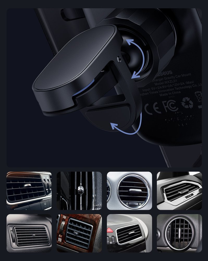 Samochodowy uchwyt grawitacyjny do telefonu Baseus Explore z ładowarką indukcyjną Qi 15W - przeźroczysty (WXYL-K02)