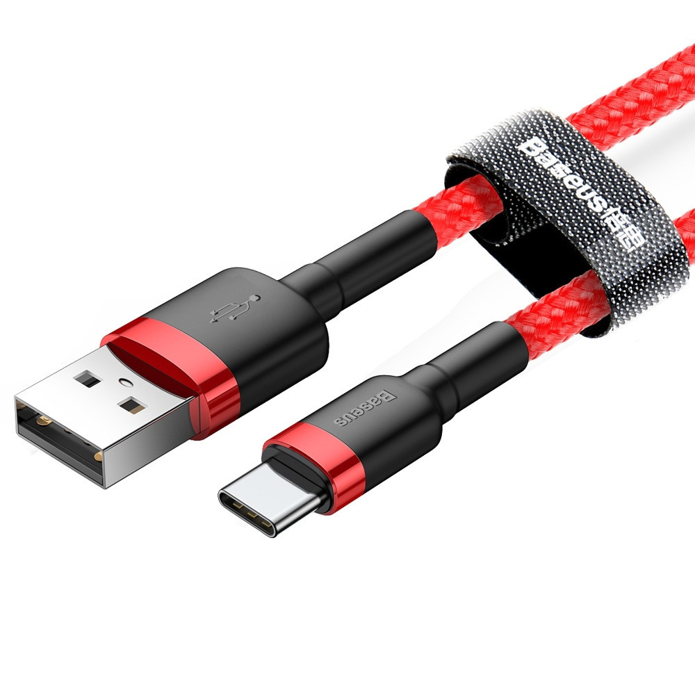 Kabel przewód USB Typ-C 200cm Baseus Cafule Quick Charge 2A z obsługą szybkiego ładowania - czerwony (CATKLF-C09)