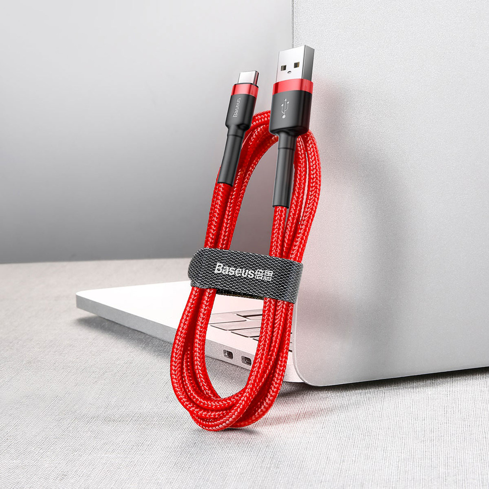 Kabel przewód USB Typ-C 200cm Baseus Cafule Quick Charge 2A z obsługą szybkiego ładowania - czerwony (CATKLF-C09)