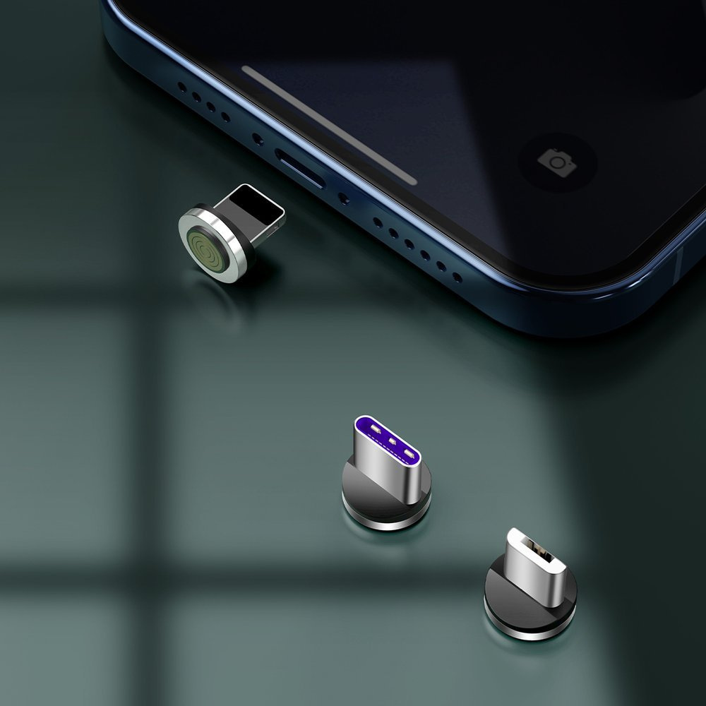 Kabel przewód magnetyczny Baseus Zinc Magnetic Kit micro USB / TYP-C / Lightning 100cm 5A - czarno-szary (CA1T3-BG1)