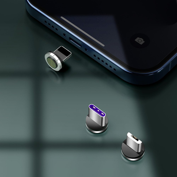 Zdjęcie produktu: Kabel przewód magnetyczny Baseus Zinc Magnetic Kit micro USB / TYP-C / Lightning 100cm 5A - czarno-szary (CA1T3-BG1)