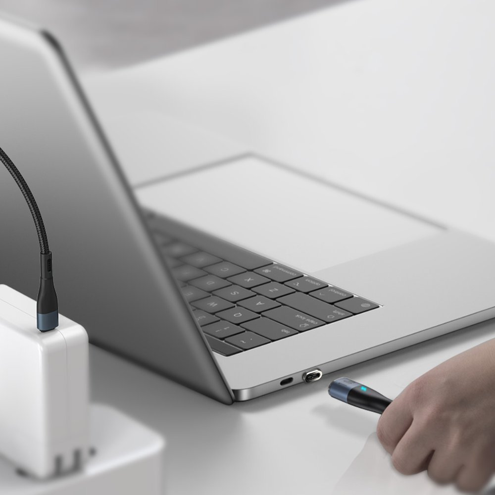 Kabel przewód magnetyczny Baseus Zinc Magnetic USB Typ-C 150cm PD 100W 20V 5A - czarny (CATXC-Q01)