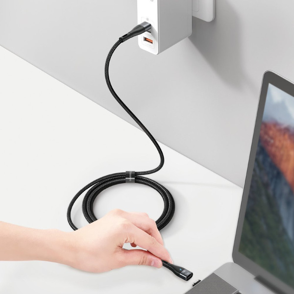 Zdjęcie produktu: Kabel przewód magnetyczny Baseus Zinc Magnetic USB Typ-C 150cm PD 100W 20V 5A - czarny (CATXC-Q01)