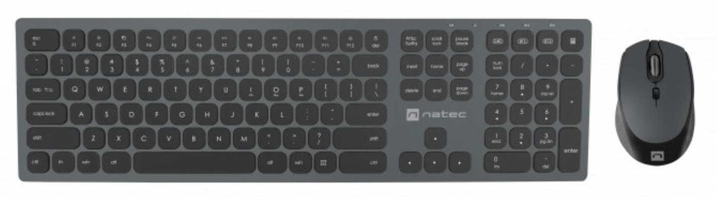 Zestaw bezprzewodowy 2w1 Natec Octopus US Klawiatura i mysz Bluetooth USB Aluminium (NZB-1686) Zestaw bezprzewodowy 2w1 Natec Octopus US Klawiatura i mysz Bluetooth USB Aluminium (NZB-1686)