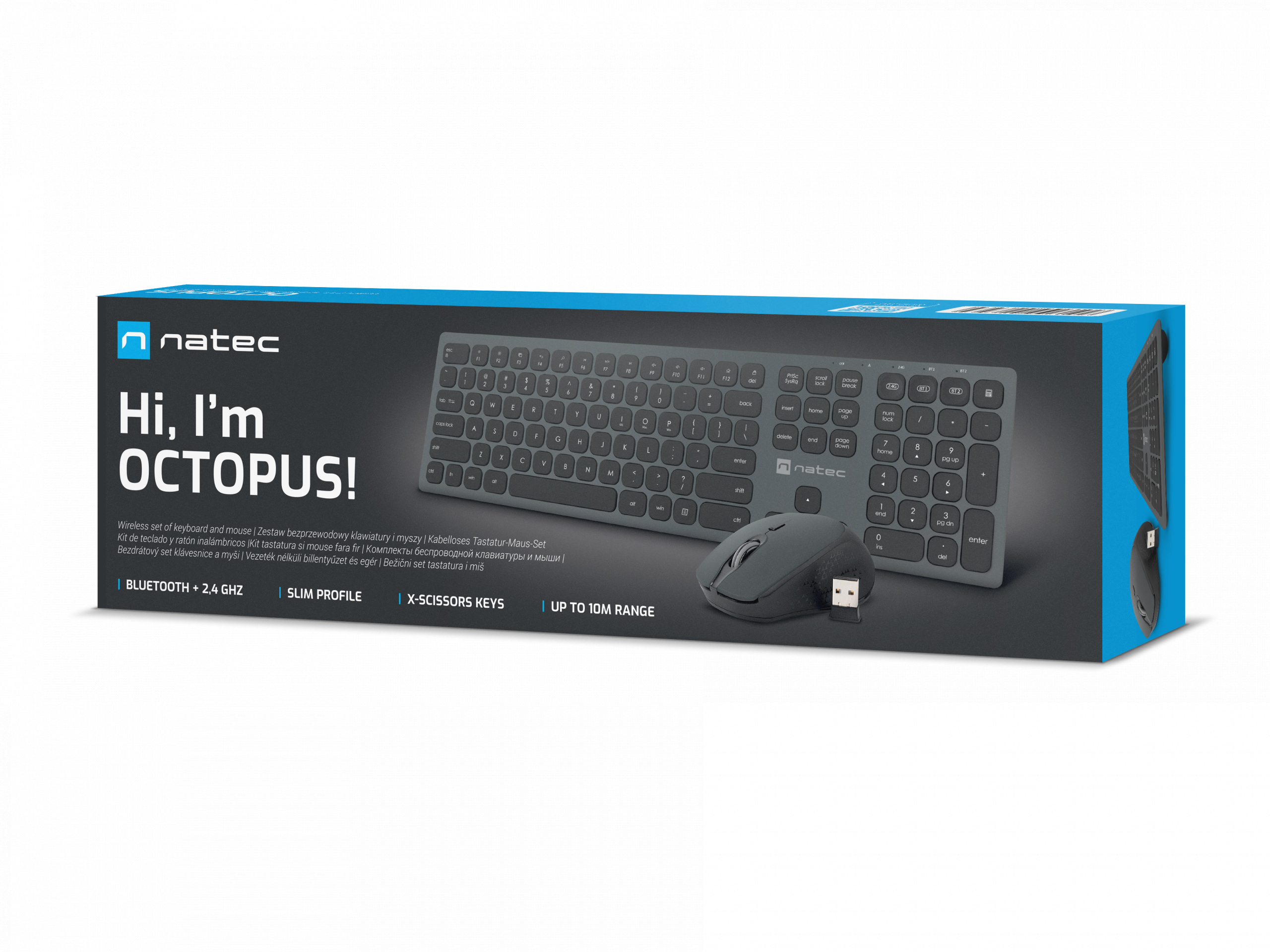 Zestaw bezprzewodowy 2w1 Natec Octopus US Klawiatura i mysz Bluetooth USB Aluminium (NZB-1686) Zestaw bezprzewodowy 2w1 Natec Octopus US Klawiatura i mysz Bluetooth USB Aluminium (NZB-1686)