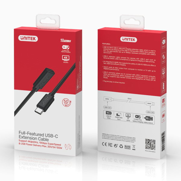 Zdjęcie produktu: Unitek Przewód przedłużacz USB C (14086BK)