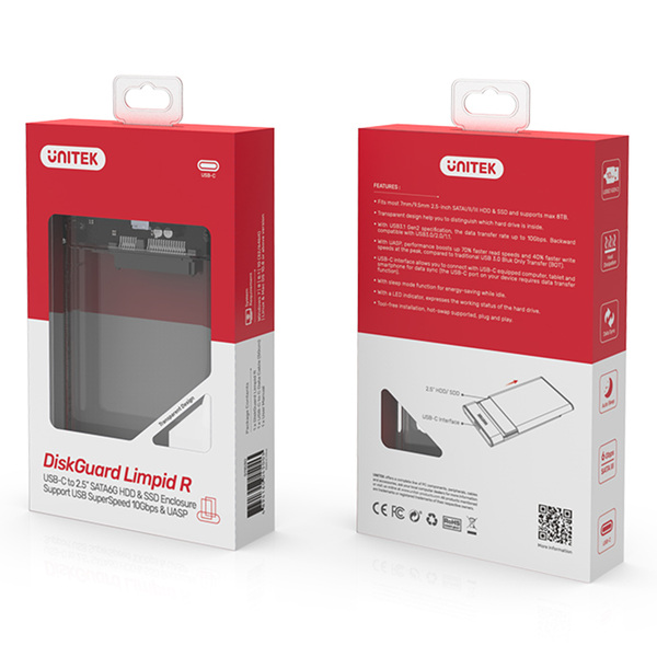 Zdjęcie produktu: Obudowa zewnętrzna na dysk 2,5" HDD/SSD Unitek USB TYP-C 3.1 10 Gbps SATA (S1103D)