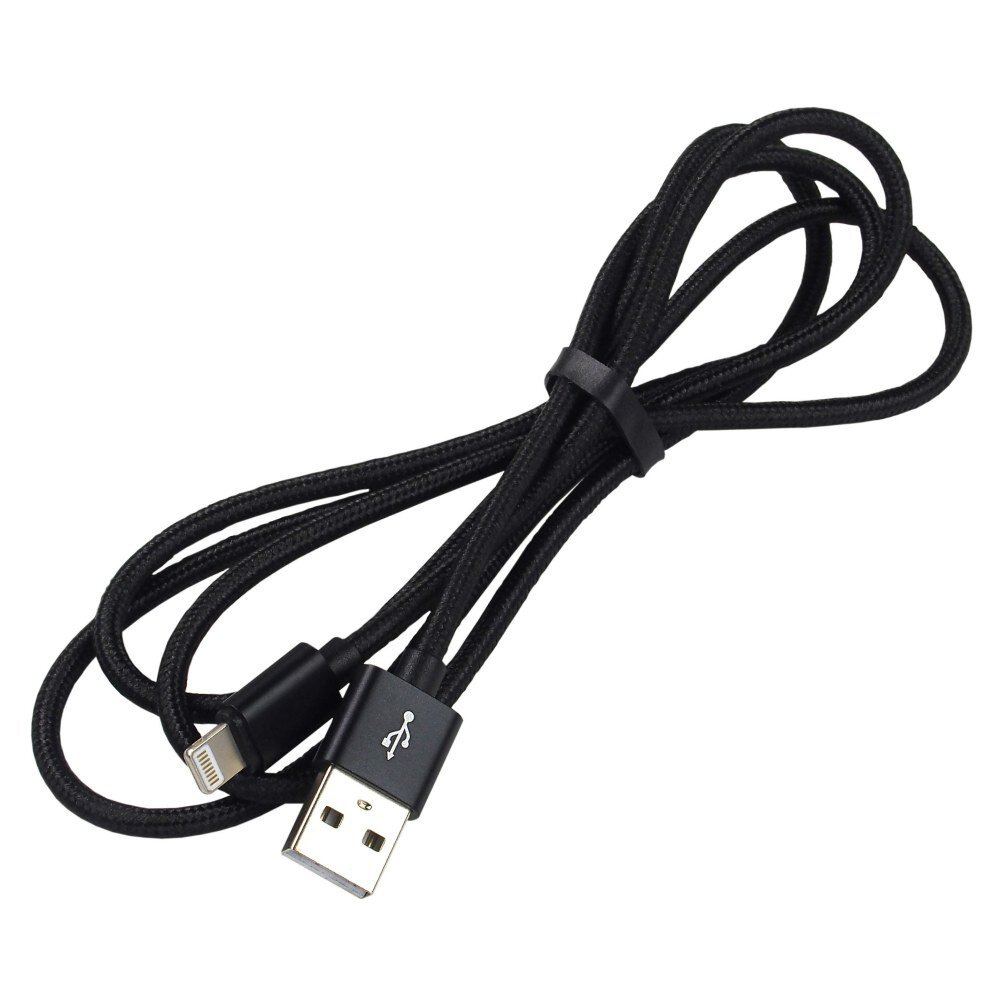 Kabel przewód pleciony USB - Lightning / iPhone everActive 200cm z obsługą szybkiego ładowania do 2,4A czarny (CBB-2IB)