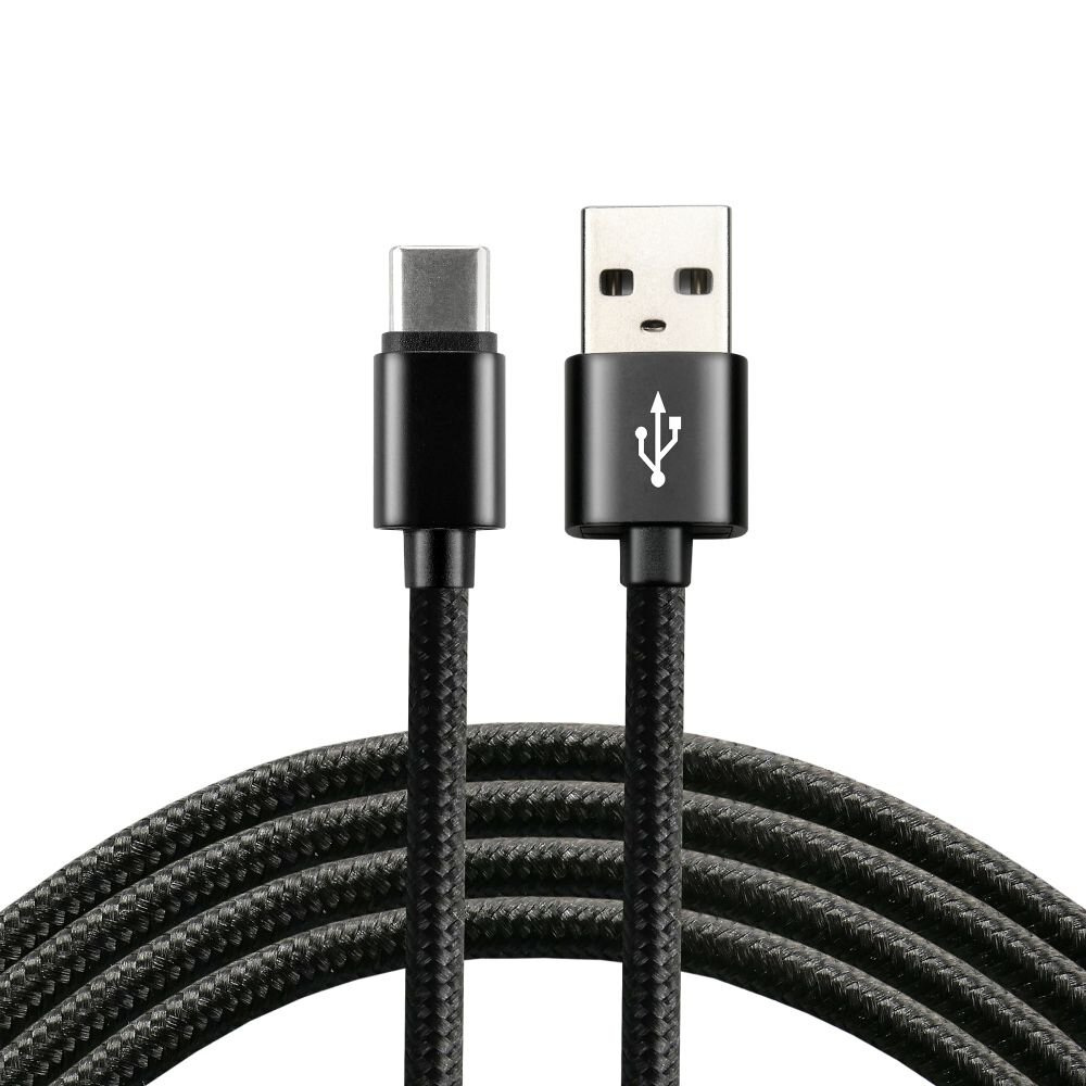 Kabel przewód pleciony USB - USB-C / Typ-C everActive 200cm z obsługą szybkiego ładowania do 3A czarny (CBB-2CB) Kabel przewód pleciony USB - USB-C / Typ-C everActive 200cm z obsługą szybkiego ładowania do 3A czarny (CBB-2CB)