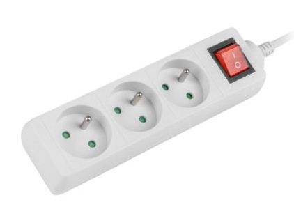 Miniatura produktu: Listwa zasilająca Lanberg 1.5m 3x 230V PL Z Wyłącznikiem Kabel Wykonany Z Pełnej Miedzi Biała