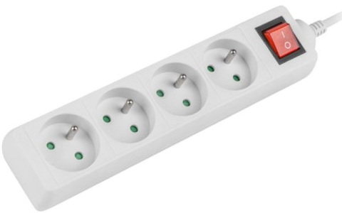 Miniatura produktu: Listwa zasilająca Lanberg 1.5m 4x 230V PL Z Wyłącznikiem Kabel Wykonany Z Pełnej Miedzi Biała