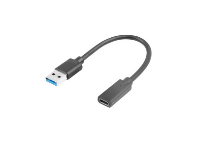 Miniatura produktu: Lanberg Adapter USB-C(F) 3.1 do USB-A(M) Na Kablu 15cm Czarny