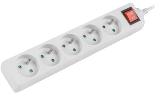Miniatura produktu: Listwa zasilająca Lanberg  3m 5x 230V PL Z Wyłącznikiem Kabel Wykonany Z Pełnej Miedzi Biała