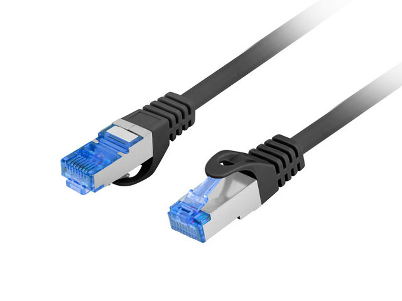 Zdjęcie produktu: Kabel Lanberg RJ45 Patch cord Kat.6A S/FTP LSZH CCA 0.5m Czarny Fluke Passed