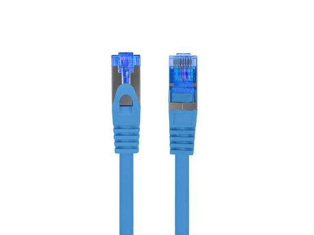 Kabel Lanberg RJ45 Patch cord Kat.6A S/FTP LSZH CCA 0.5m Niebieski Fluke Passed