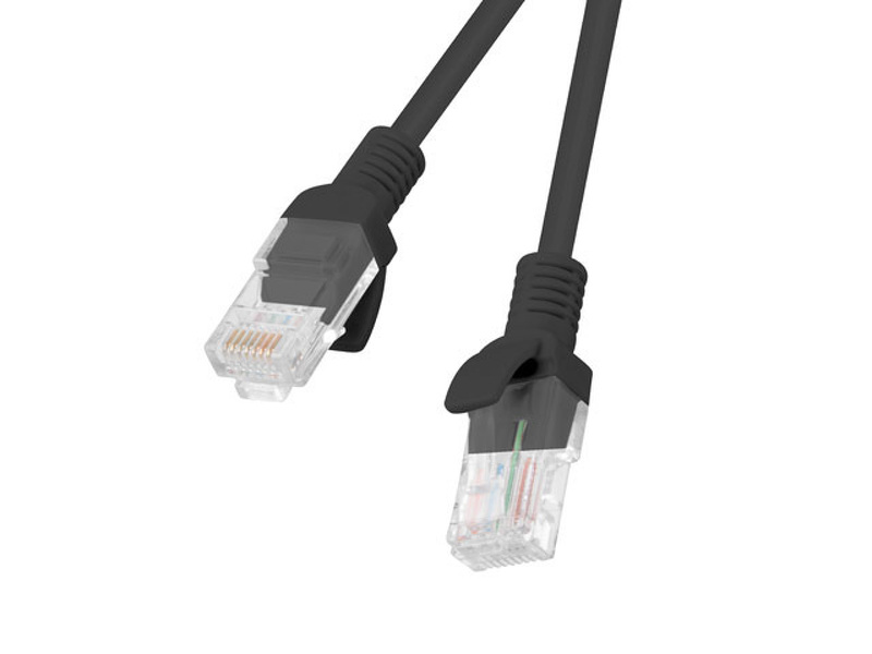 Zdjęcie produktu: Kabel Lanberg RJ45 Patch cord Kat.5E UTP 0.5m - czarny Fluke Passed 10-Pack
