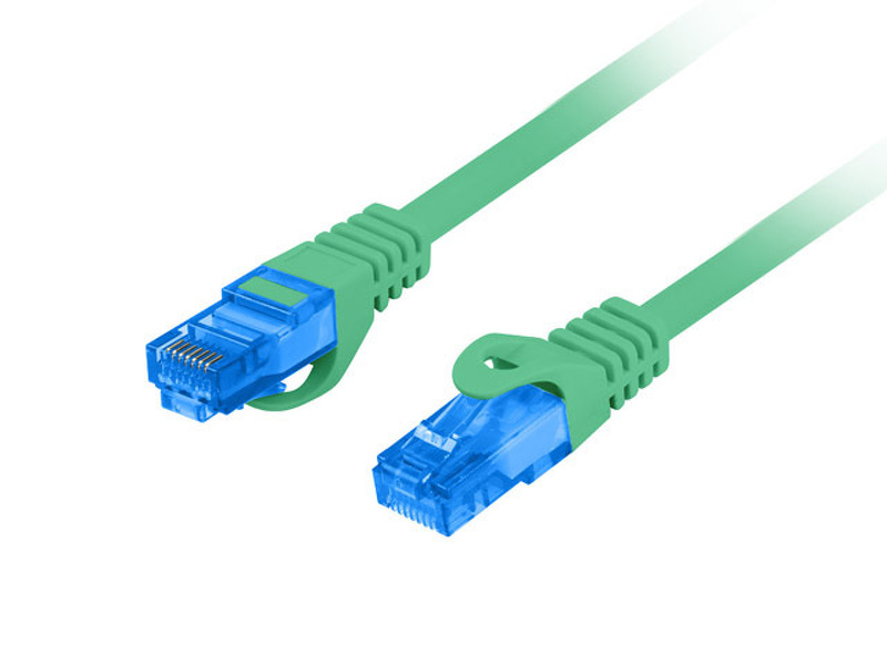 Zdjęcie produktu: Kabel Lanberg RJ45 Patch cord Kat.6A S/FTP LSZH CCA 0.5m Zielony Fluke Passed