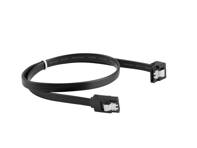 Lanberg Kabel SATA III (6gb/S) F/F 70cm Z Zatrzaskami Metalowymi Kątowy Czarny