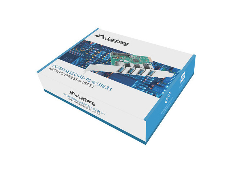 Zdjęcie produktu: Lanberg Karta Pci Express X1 do USB 3.1 Gen1 4-Port + Śledź Low Profile