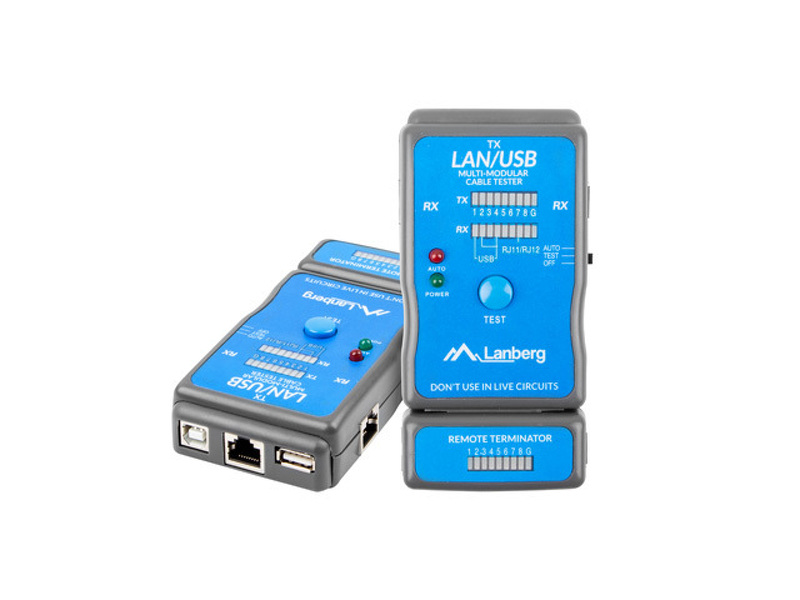 Zdjęcie produktu: Tester przewodów Lan Lanberg RJ45, RJ11, USB Nt-0403