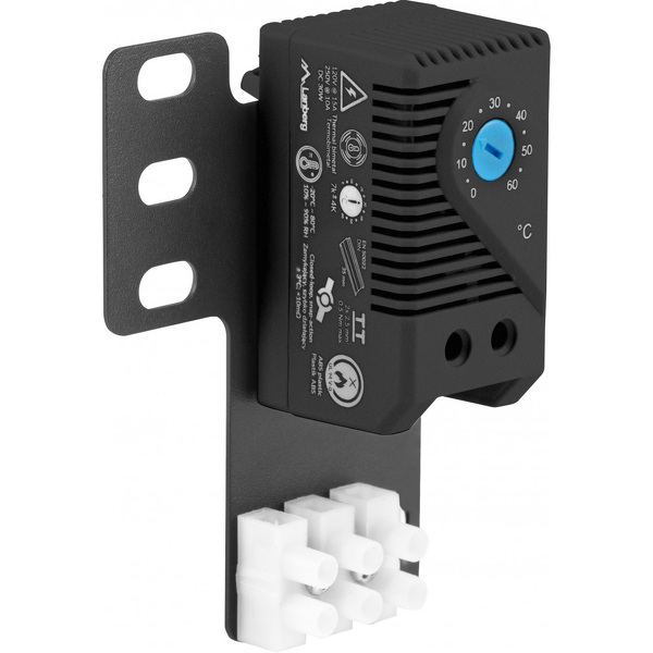 Zdjęcie produktu: Termostat Zamykający 10a Do Szaf Z Uchem Montażowym (Rack) I Kostką Elektryczną Lanberg Czarny