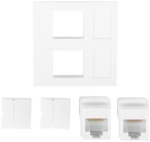 Gniazdo 45x45 2x RJ45 + Keystone Kat. 6 UTP Lanberg Białe Gniazdo 45x45 2x RJ45 + Keystone Kat. 6 UTP Lanberg Białe