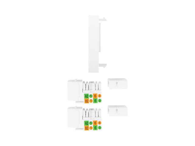Gniazdo 45x45 2x RJ45 + Keystone Kat. 6 UTP Lanberg Białe Gniazdo 45x45 2x RJ45 + Keystone Kat. 6 UTP Lanberg Białe