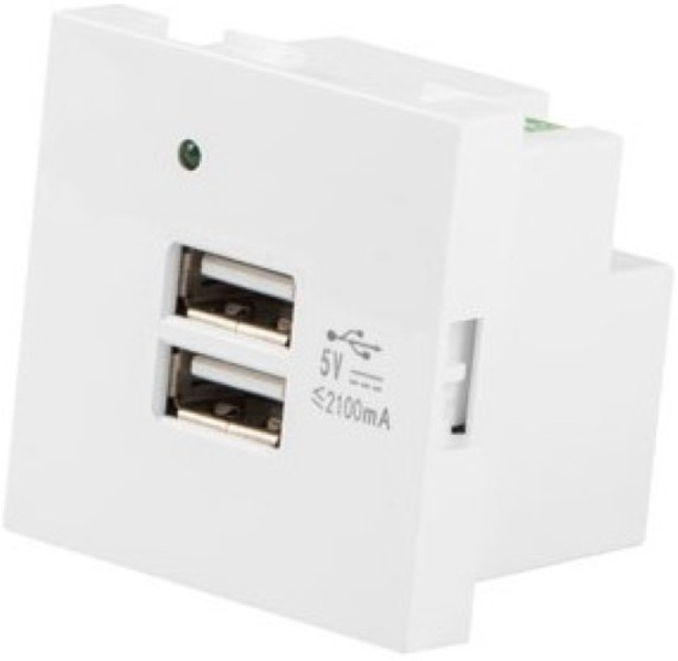 Zdjęcie produktu: Gniazdo 45x45 230V Ładowarka 2xUSB 2.1a Lanberg Białe Zdjęcie produktu: Gniazdo 45x45 230V Ładowarka 2xUSB 2.1a Lanberg Białe