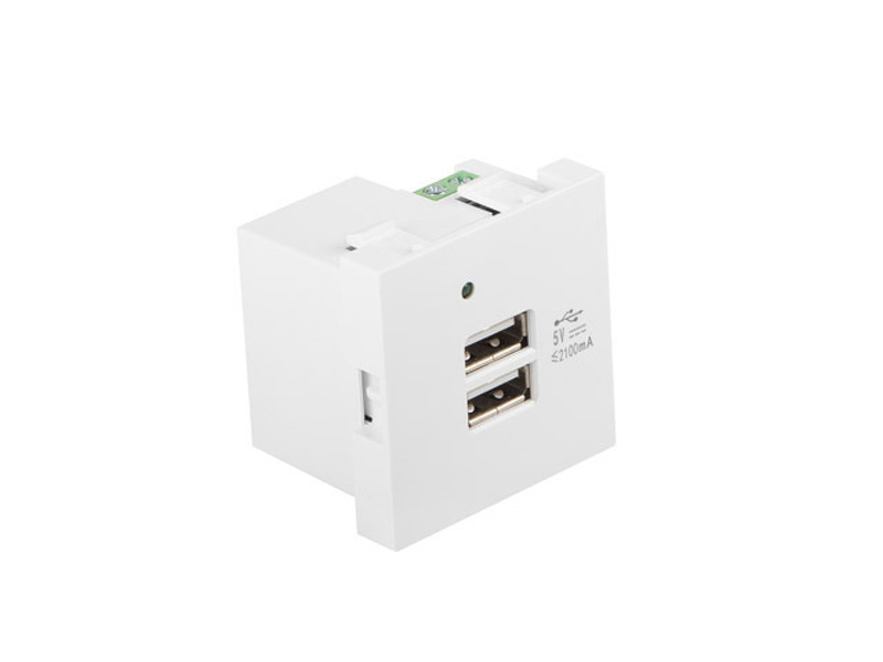 Zdjęcie produktu: Gniazdo 45x45 230V Ładowarka 2xUSB 2.1a Lanberg Białe Zdjęcie produktu: Gniazdo 45x45 230V Ładowarka 2xUSB 2.1a Lanberg Białe