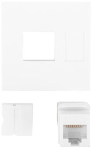 Miniatura produktu: Gniazdo 45x45 RJ45 + Keystone Kat. 6 UTP Lanberg Białe