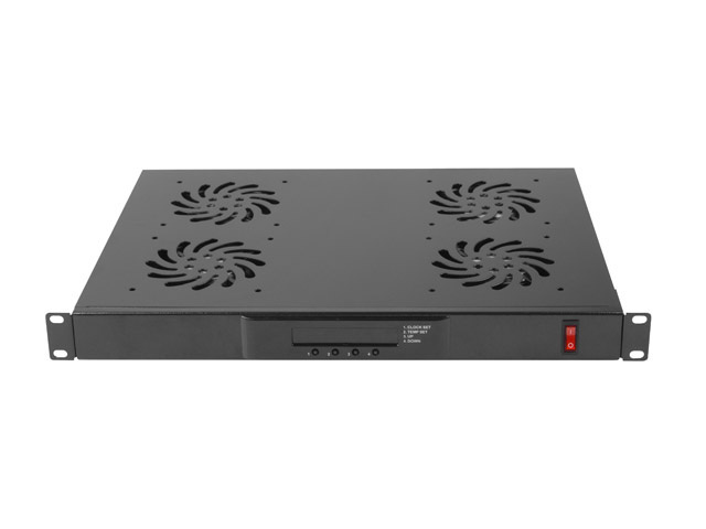 Panel Wentylacyjny LCD Poziomy 1U Z Termostatem Do Szaf 19" 4 Wentylatory 230V Lanberg Czarny Panel Wentylacyjny LCD Poziomy 1U Z Termostatem Do Szaf 19" 4 Wentylatory 230V Lanberg Czarny