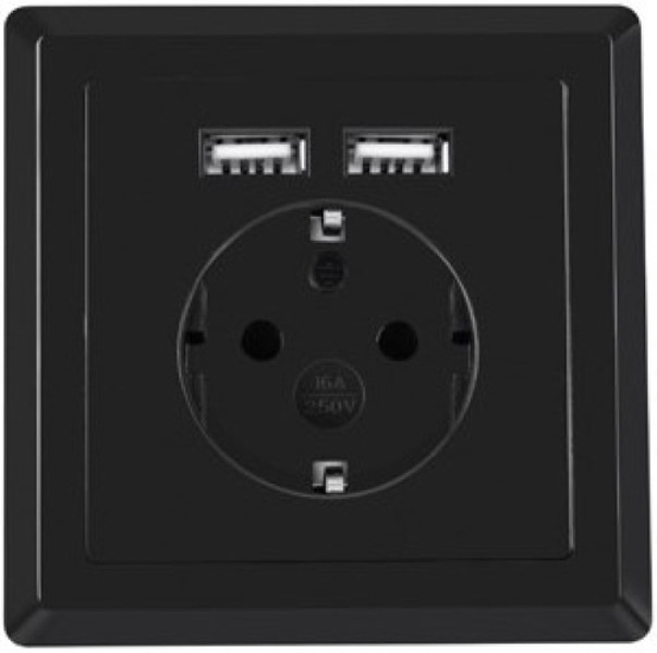 Zdjęcie produktu: Gniazdo Podtynkowe 230V Pojedyncze + 2x USB 2.1a Schuko Lanberg Czarne Zdjęcie produktu: Gniazdo Podtynkowe 230V Pojedyncze + 2x USB 2.1a Schuko Lanberg Czarne