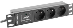 Listwa zasilająca Lanberg Rack PDU 10" 1U 10a 3x 230V PL 2m Czarna C14