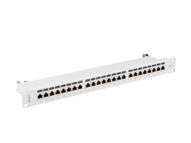 Patch Panel 24 Port 1U 19” Kat.7 Ekranowany Lanberg Szary