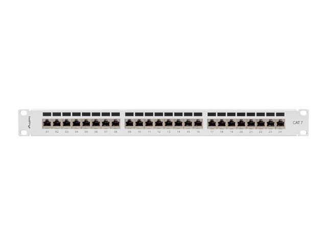 Patch Panel 24 Port 1U 19” Kat.7 Ekranowany Lanberg Szary