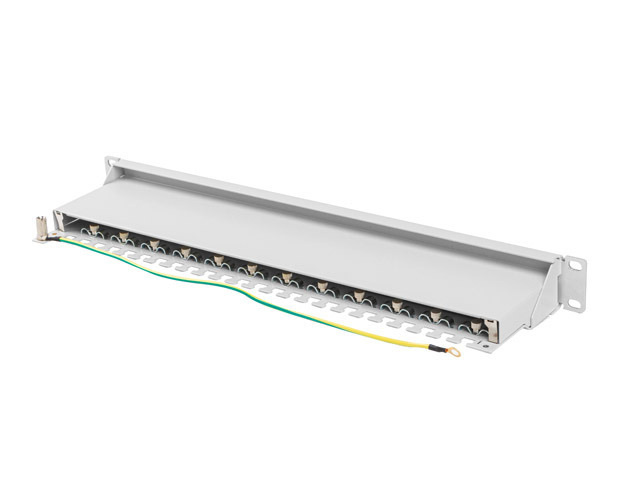 Patch Panel 24 Port 1U 19” Kat.7 Ekranowany Lanberg Szary