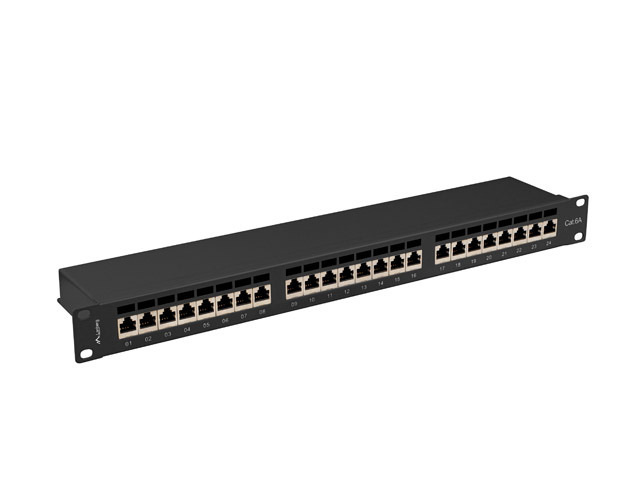 Patch Panel 24 Port 1U 19” Kat.6A Ekranowany Lanberg Czarny