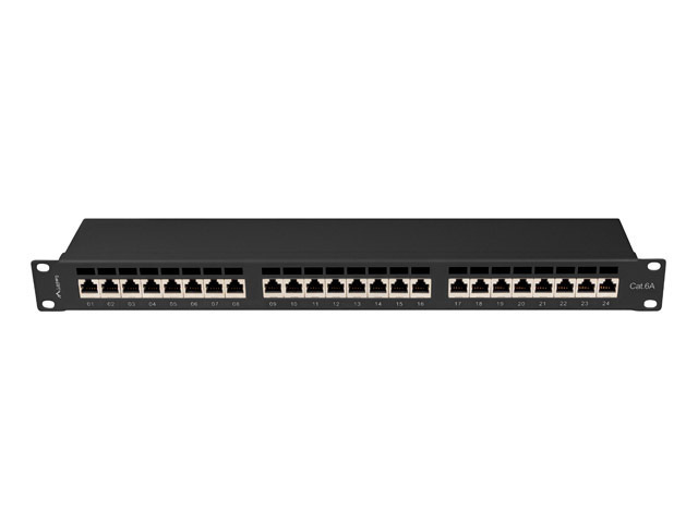 Patch Panel 24 Port 1U 19” Kat.6A Ekranowany Lanberg Czarny