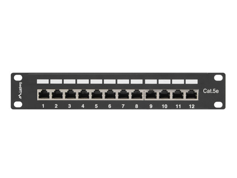 Zdjęcie produktu: Patch Panel 12 Port 1U 10" Ekranowany Kat.5E Lanberg Czarny Zdjęcie produktu: Patch Panel 12 Port 1U 10" Ekranowany Kat.5E Lanberg Czarny