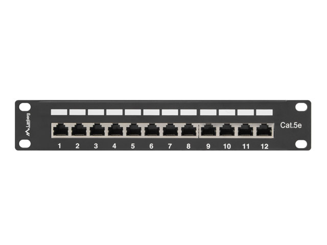 Patch Panel 12 Port 1U 10" Ekranowany Kat.5E Lanberg Czarny Patch Panel 12 Port 1U 10" Ekranowany Kat.5E Lanberg Czarny