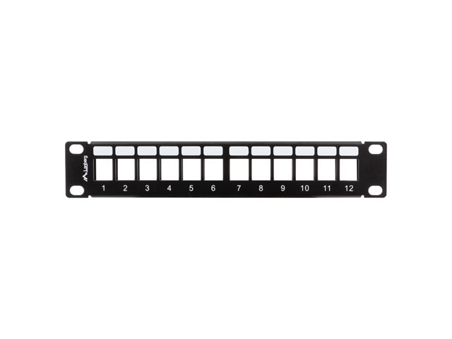 Patch Panel Pusty 12 Port 1U 10" Z Organizerem Do Modułów Keystone Lanberg Czarny