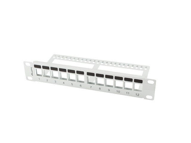 Patch Panel Pusty 12 Port 1U 10" Z Organizerem Do Modułów Keystone Lanberg Szary