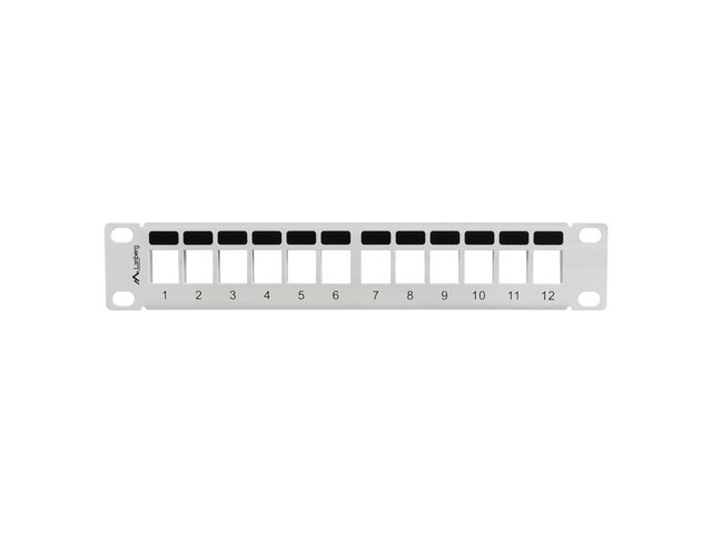 Patch Panel Pusty 12 Port 1U 10" Z Organizerem Do Modułów Keystone Lanberg Szary