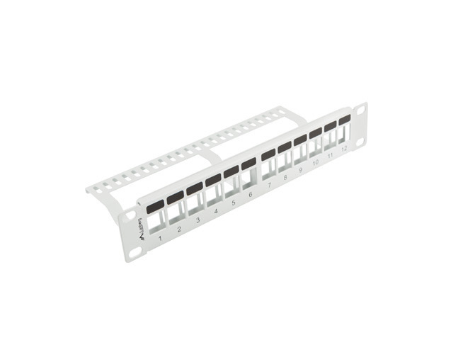 Patch Panel Pusty 12 Port 1U 10" Z Organizerem Do Modułów Keystone Lanberg Szary